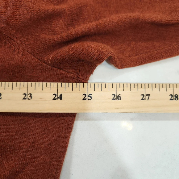 Eddie Bauer Sweater Mens TL Rust Red V Neck Cotton Cashmere Vintage Knit - Picture 8 of 11
